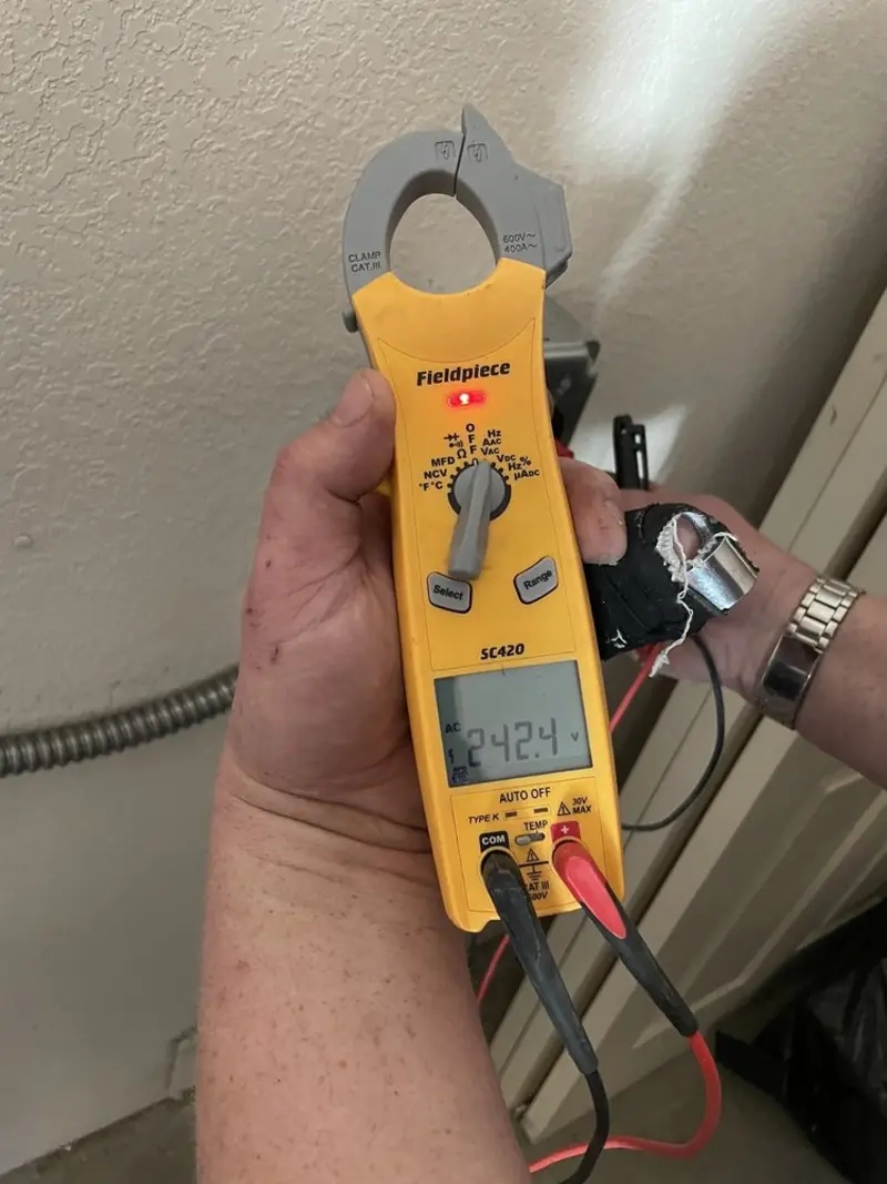 Voltage testing with clamp meter during Hot Tub / Pool Electrical Wiring in Steelton